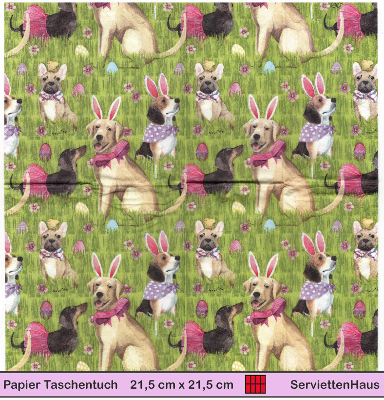 Hunde als Osterhasen - 1 Papier Taschentuch